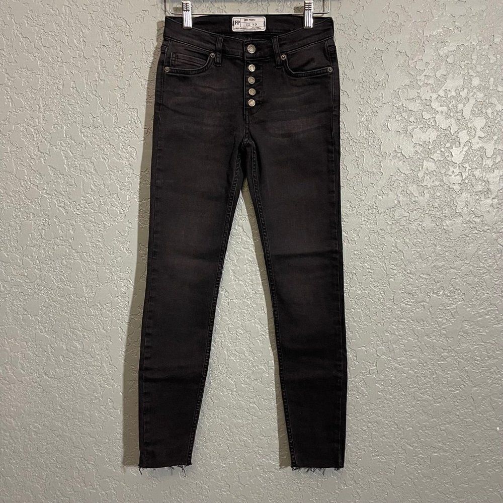 Free People Exposed Button Fly Skinny Jeans - Picture 3 of 12
